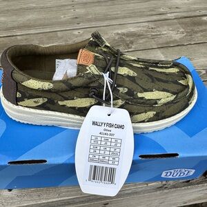 Hey Dude Walleye Green Camo Slip-On Sneakers